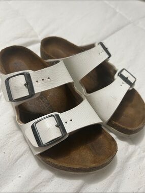 Birkenstock Kids White Double-Strap Buckle Sandals